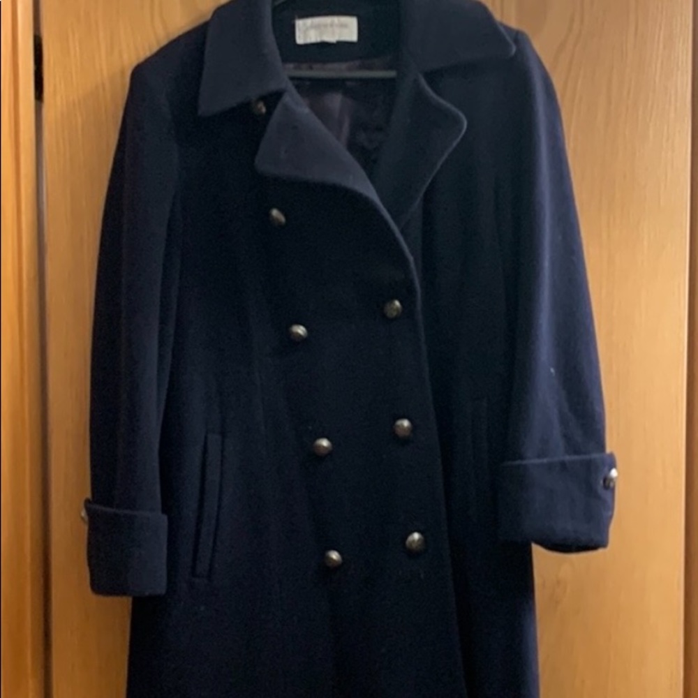 Navy lambswool/ cashmere coat